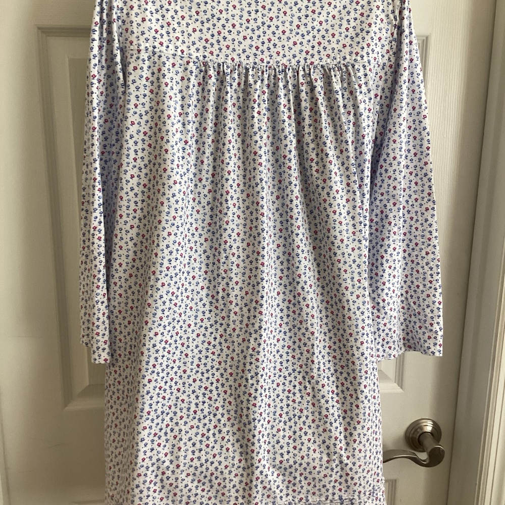 Eileen West Floral Nightgown - White and Blue - Picture 10 of 11